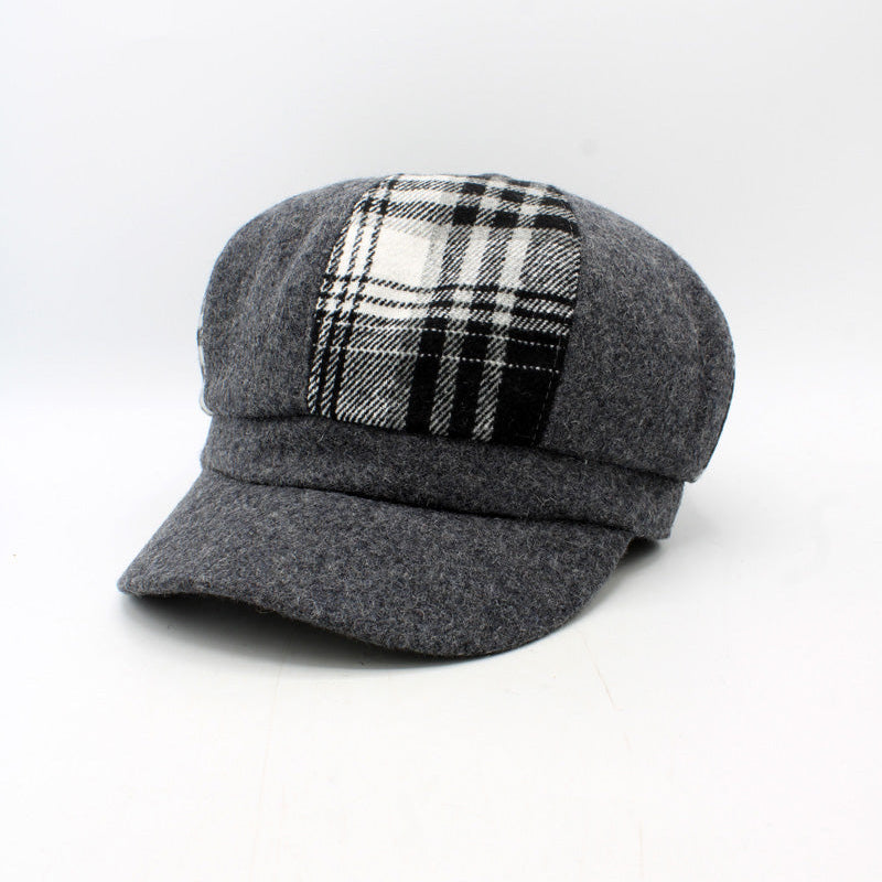 Ladies Plaid Patchwork Caps by Hologramme Paris
