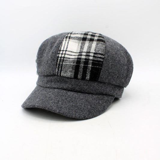 Ladies Plaid Patchwork Caps by Hologramme Paris