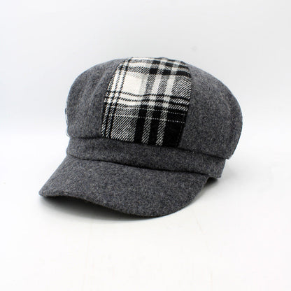 Womens Plaid Patchwork Caps by Hologramme Paris