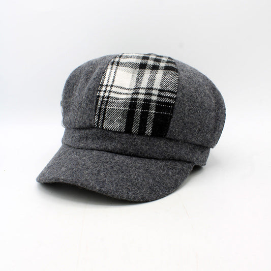 Womens Plaid Patchwork Caps by Hologramme Paris
