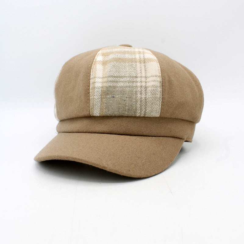 Womens Plaid Patchwork Caps by Hologramme Paris