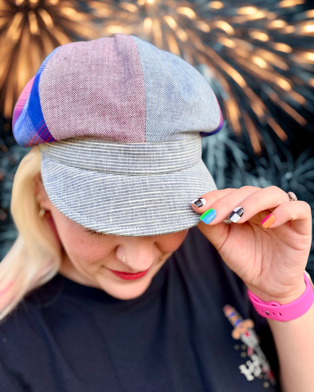Women's EST 1776 Patchwork Newsboy Cap Hales Speed Shop X FunkyBrims Collab (with pin)