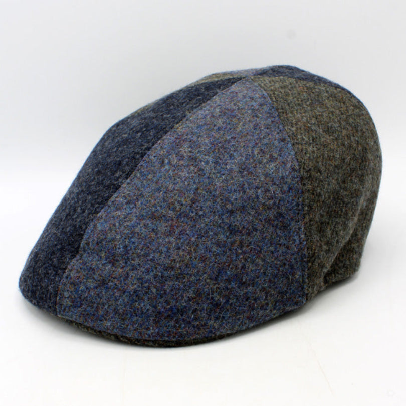 Spinwheel Cobalt Driving Cap handmade in Italy by FunkyBrims – blue patchwork