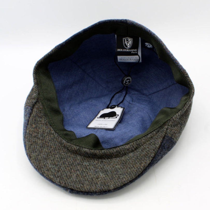 Spinwheel Cobalt Driving Cap handmade in Italy by FunkyBrims – blue patchwork
