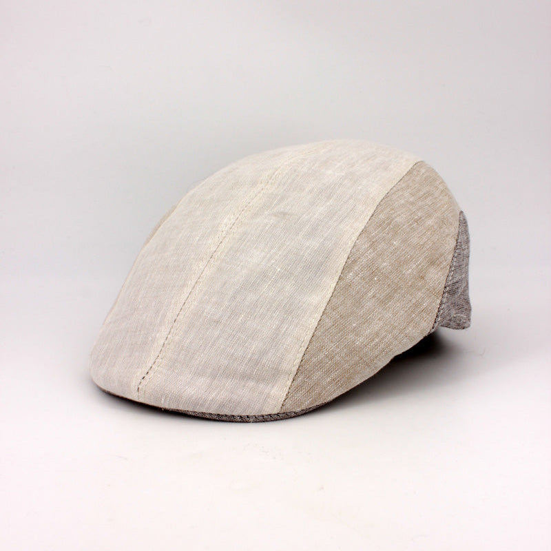Italian Linen Duckbill Pub Cap in Natural and Tan colors.