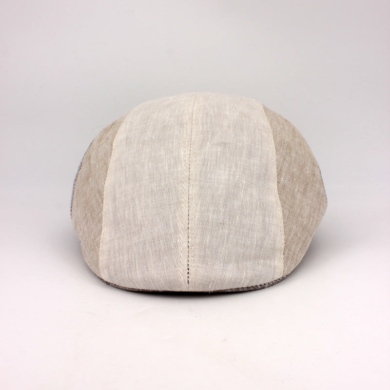 Italian Linen Duckbill Pub Cap in Natural and Tan colors.