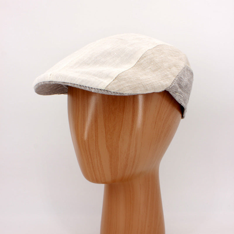 Italian Linen Duckbill Pub Cap in Natural and Tan colors.