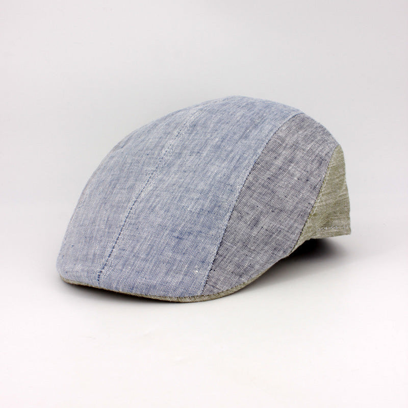 Blue Duckbill Pub Cap in blue linens at FunkyBrims.