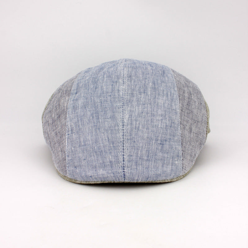 Blue Duckbill Pub Cap in blue linens at FunkyBrims.