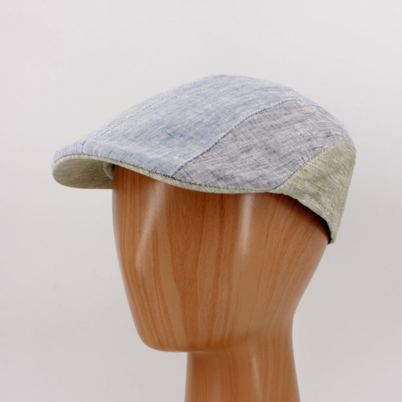 Blue Duckbill Pub Cap in blue linens at FunkyBrims.