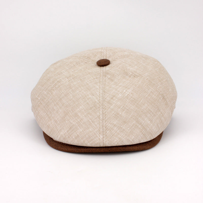 The LinenShelby Sand Beige Newsboy Cap by Hologramme Paris