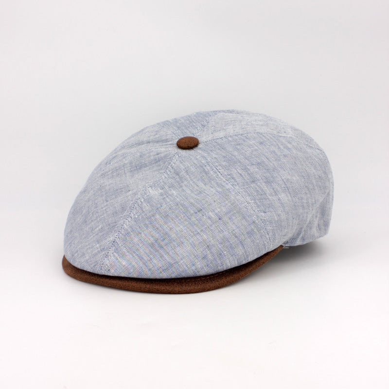 The LinenShelby Sky Blue Newsboy Cap by Hologramme Paris