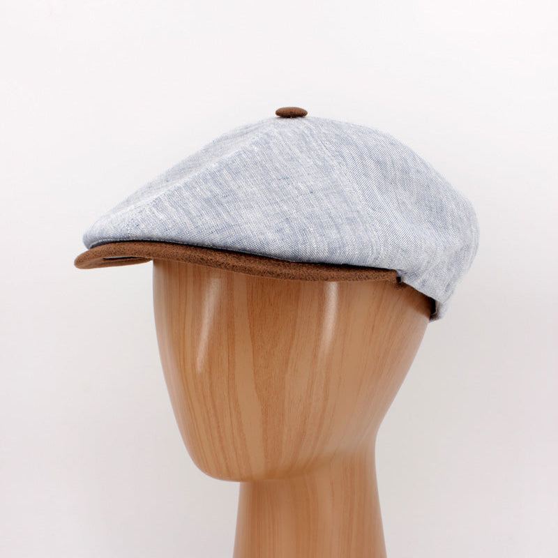 The LinenShelby Sky Blue Newsboy Cap by Hologramme Paris