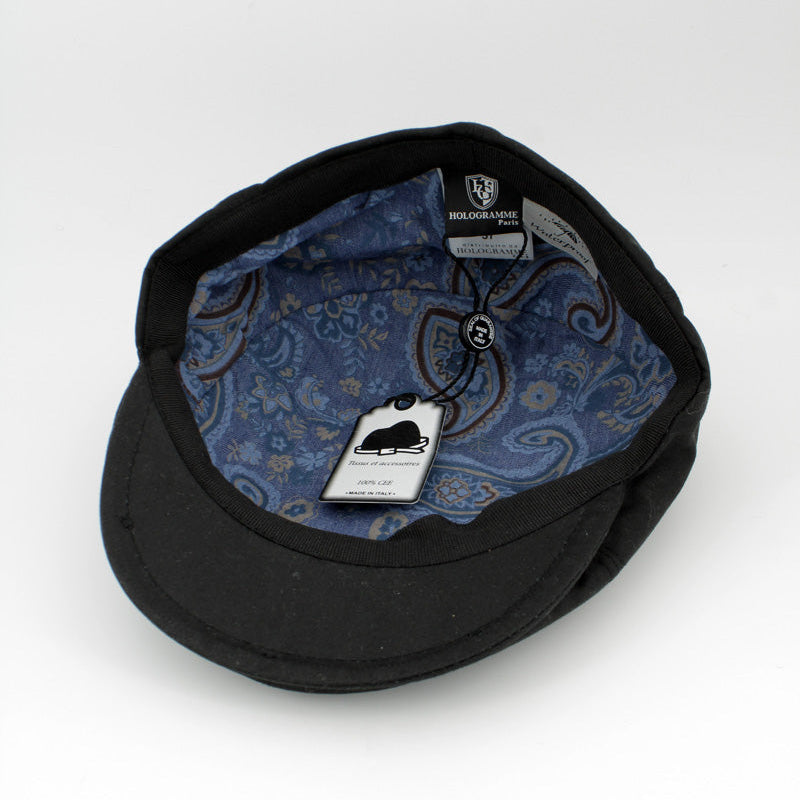 The All-Weather Newsboy – Midnight Black Wax Cotton by Hologramme Paris