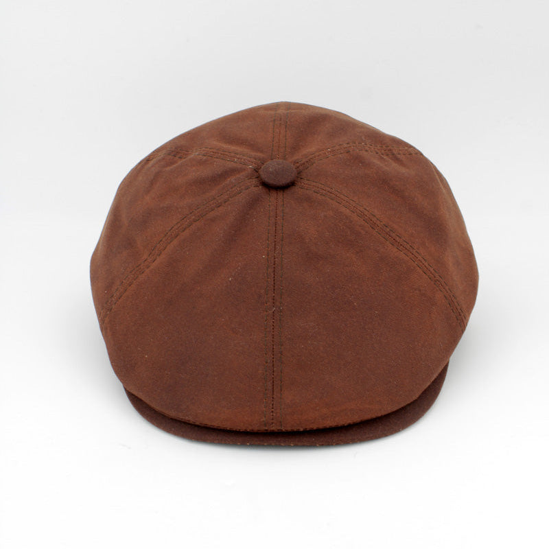 The All-Weather Newsboy – Tobacco Brown Wax Cotton by Hologramme Paris