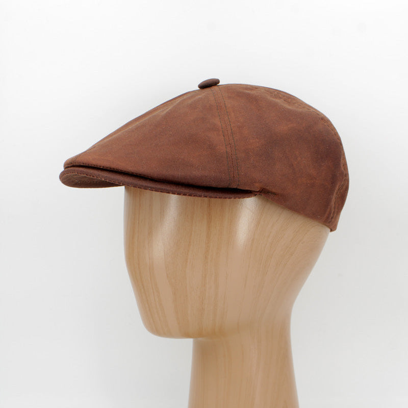 The All-Weather Newsboy – Tobacco Brown Wax Cotton by Hologramme Paris