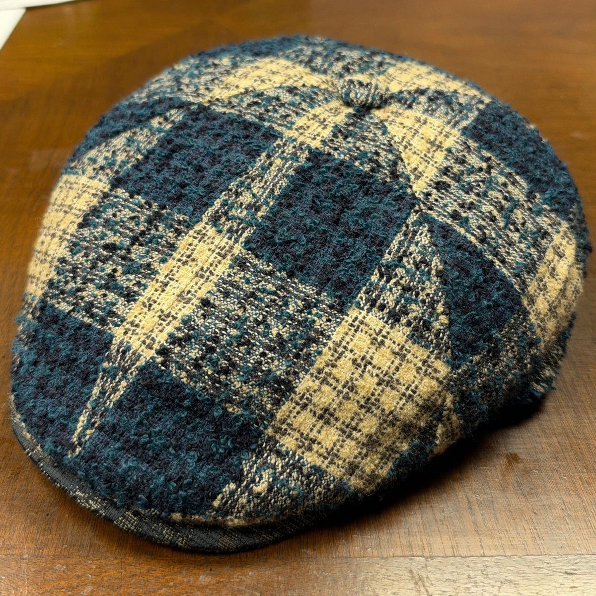 Alfonso D'Este Striking Blue/Turquoise and Beige Kent Newsboy Cap 35530