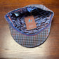 Alfonso D'Este blue-gray plaid wool Tirreno flat cap 37968, lining