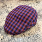 Blue and coral check Rudy virgin wool flat cap 41914