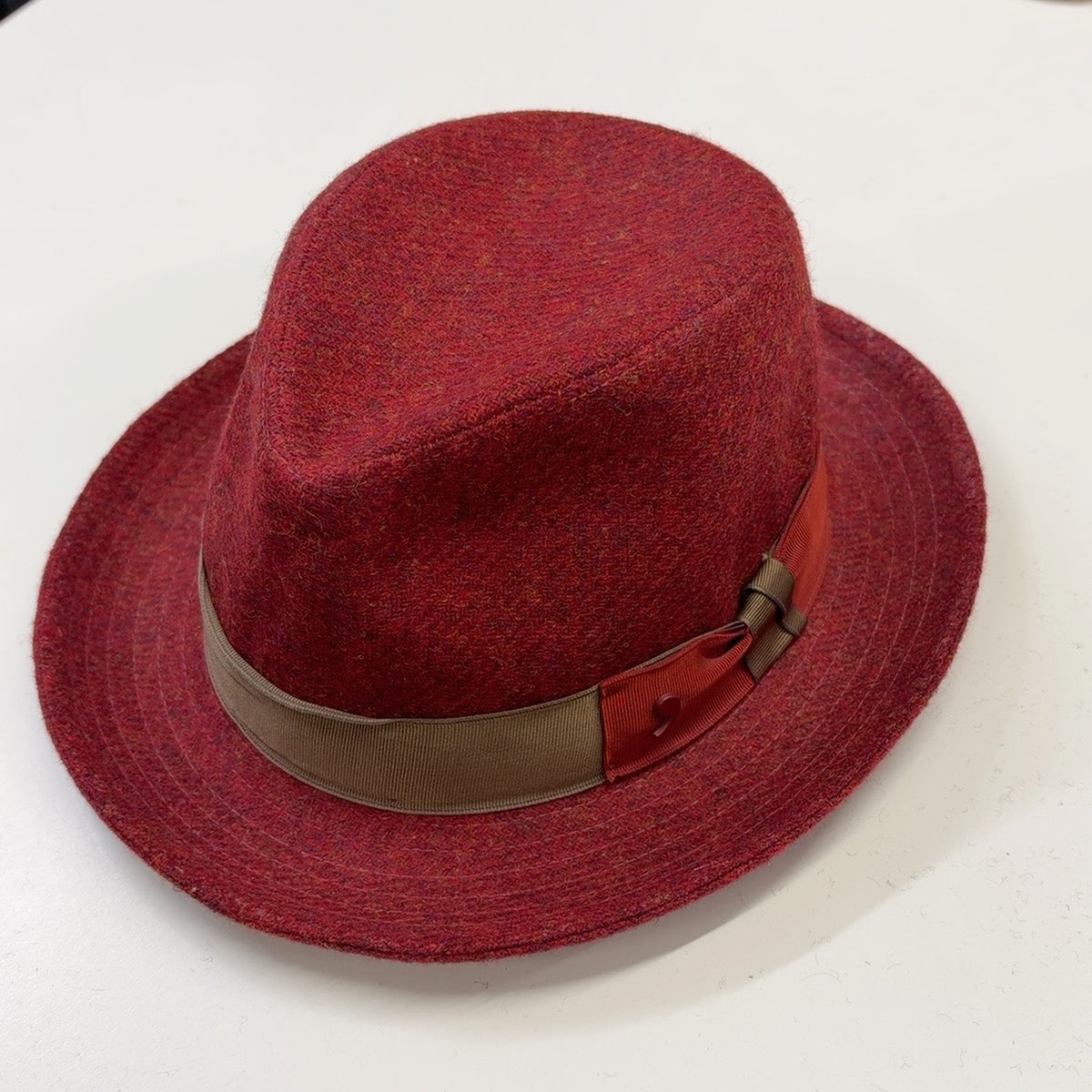 Alfonso d’Este Michael red and rust virgin wool fedora 41922