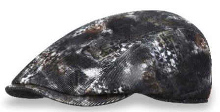 Alfonso D'Este Gray and Black Abstract Corduroy Split Flat Cap 42100