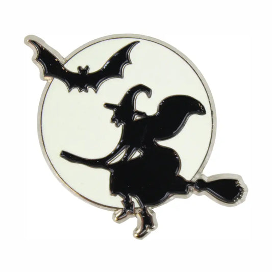 Witch and Bat Glow in the Dark Enamel Pin