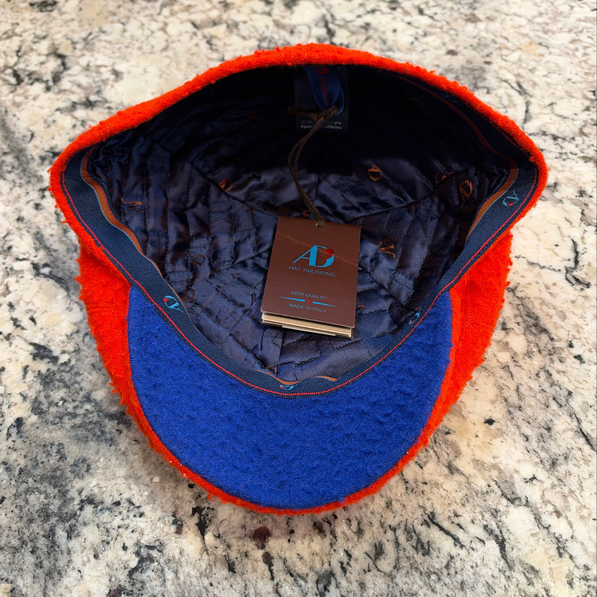 Alfonso D'Este Orange Wool Torreno Flat Cap 46046