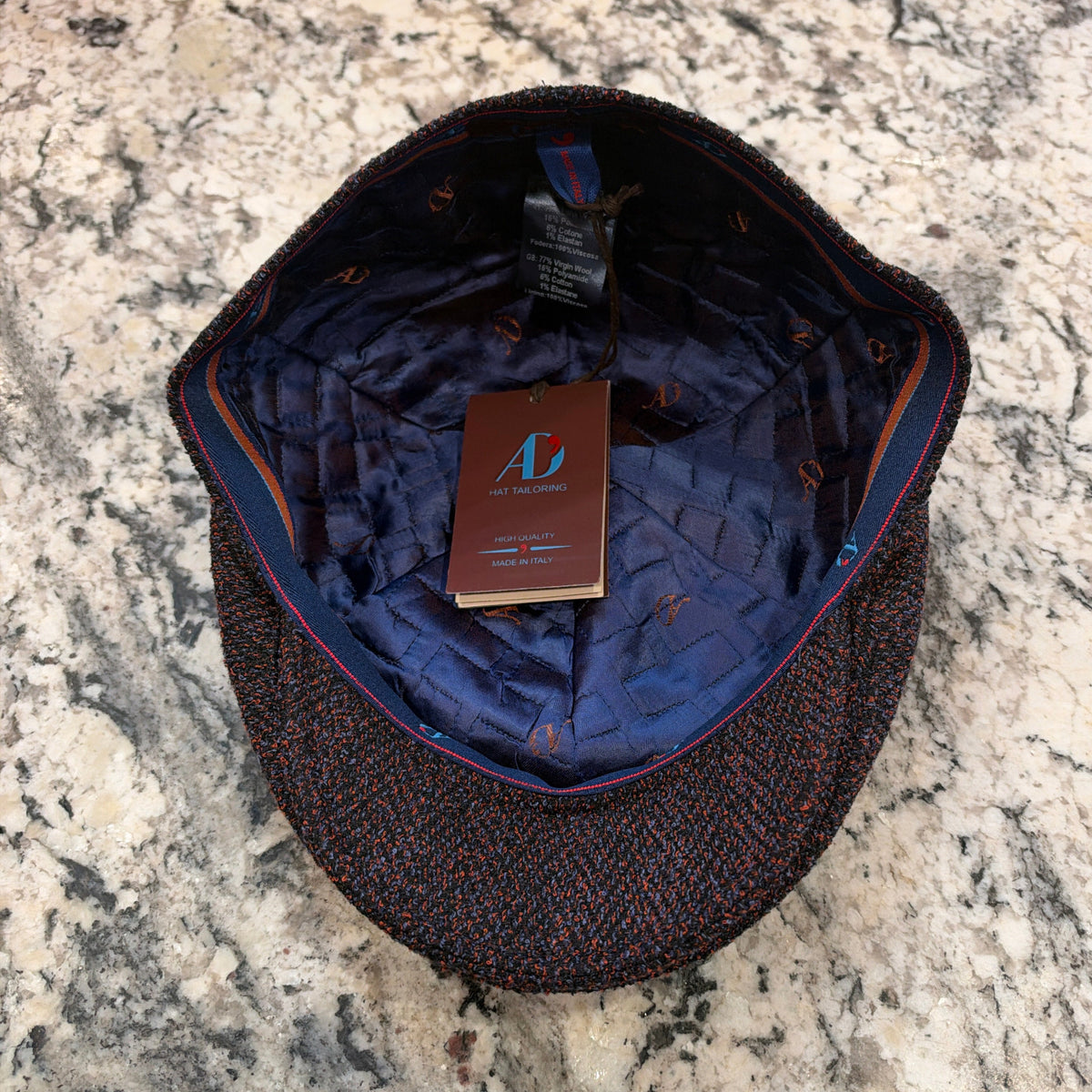 Alfonso D'est Black with Orange and Blue Flecks Split Flat Cap 46058