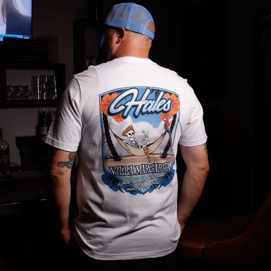 Villa Margarita Unisex Tee Shirt by Hales Speed Shop - White