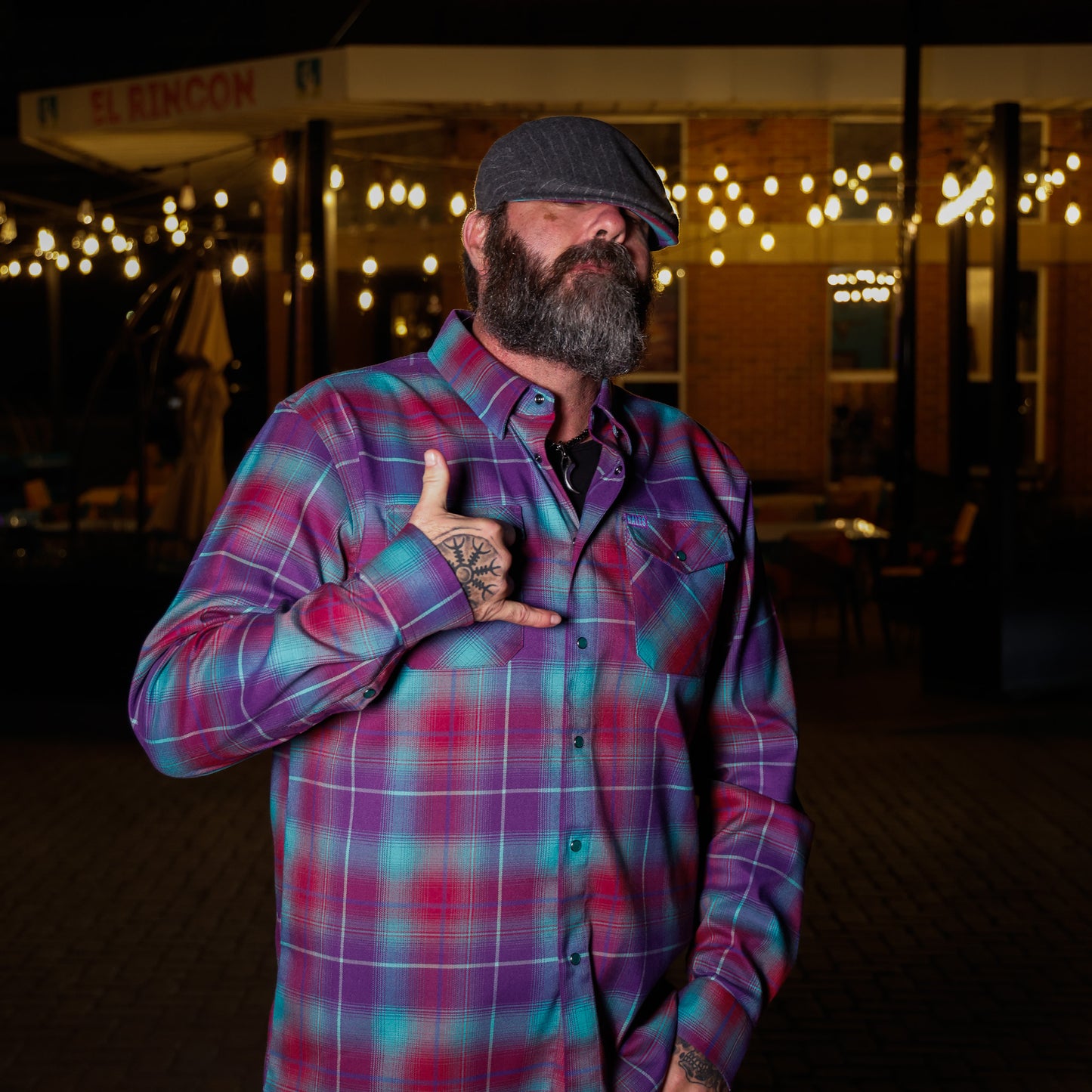 The Mi Amor Gray Pinstripe Flat Cap Hales Speed Shop X FunkyBrims Collab with Cap Pin