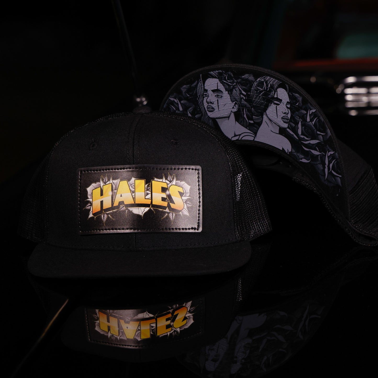 Yellow Rose 6-Panel Flat Bill Trucker by Hales Speed Shop x FunkyBrims