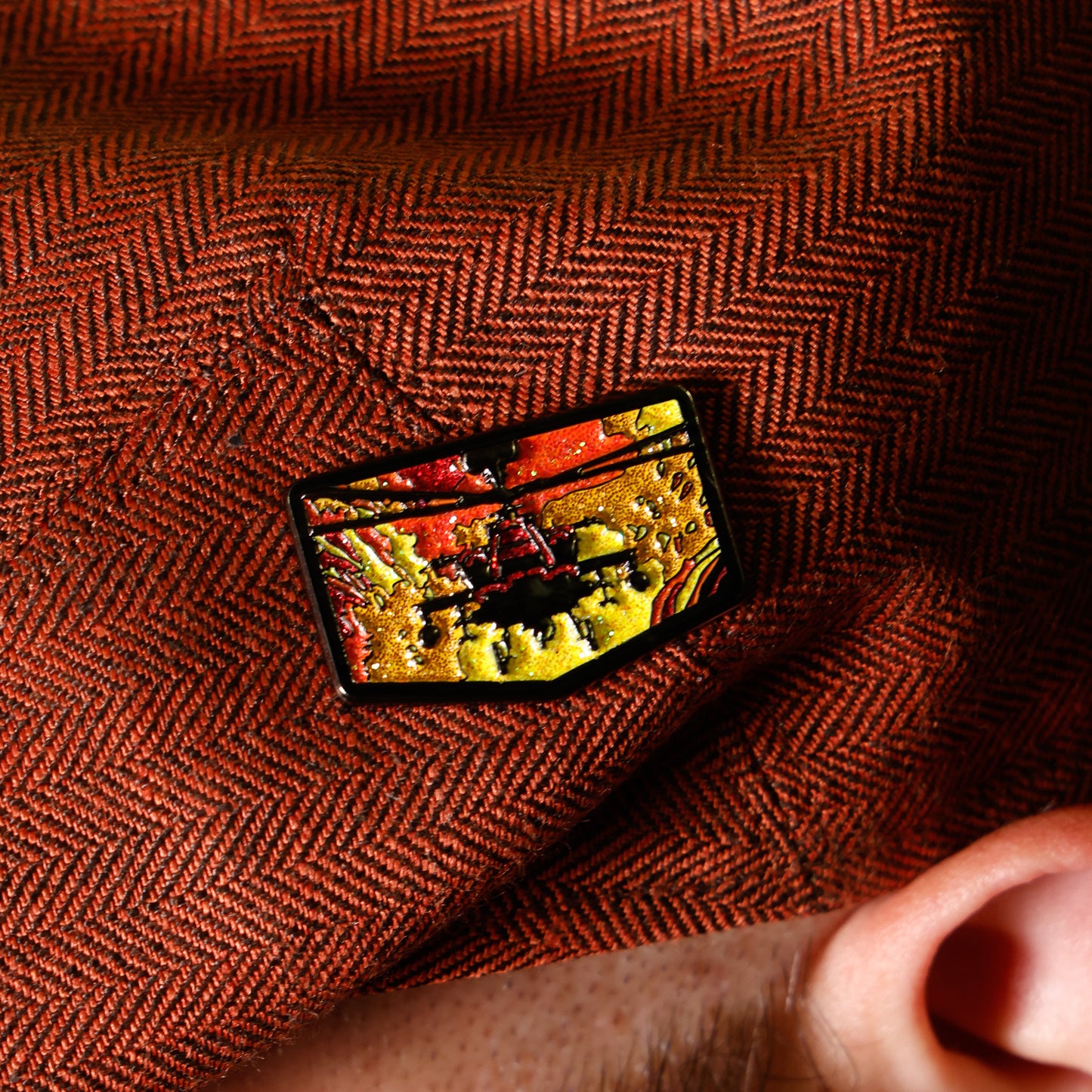 HaleFire Orange Herringbone Flat Cap -  Hales Speed Shop X FunkyBrims Collab (with Pin)