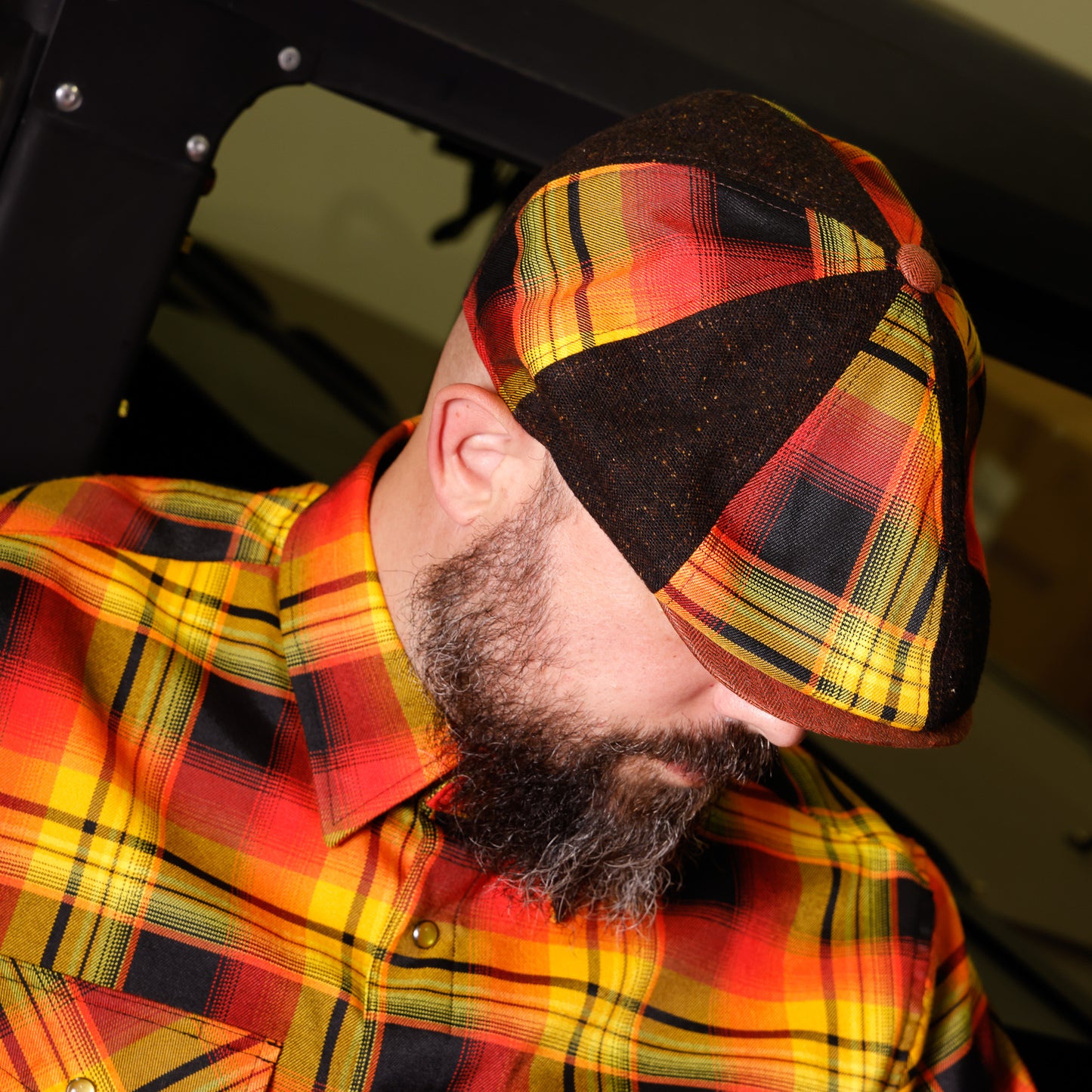 HaleFire Patchwork Newsboy Hales Speed Shop X FunkyBrims Collab (with Pin)