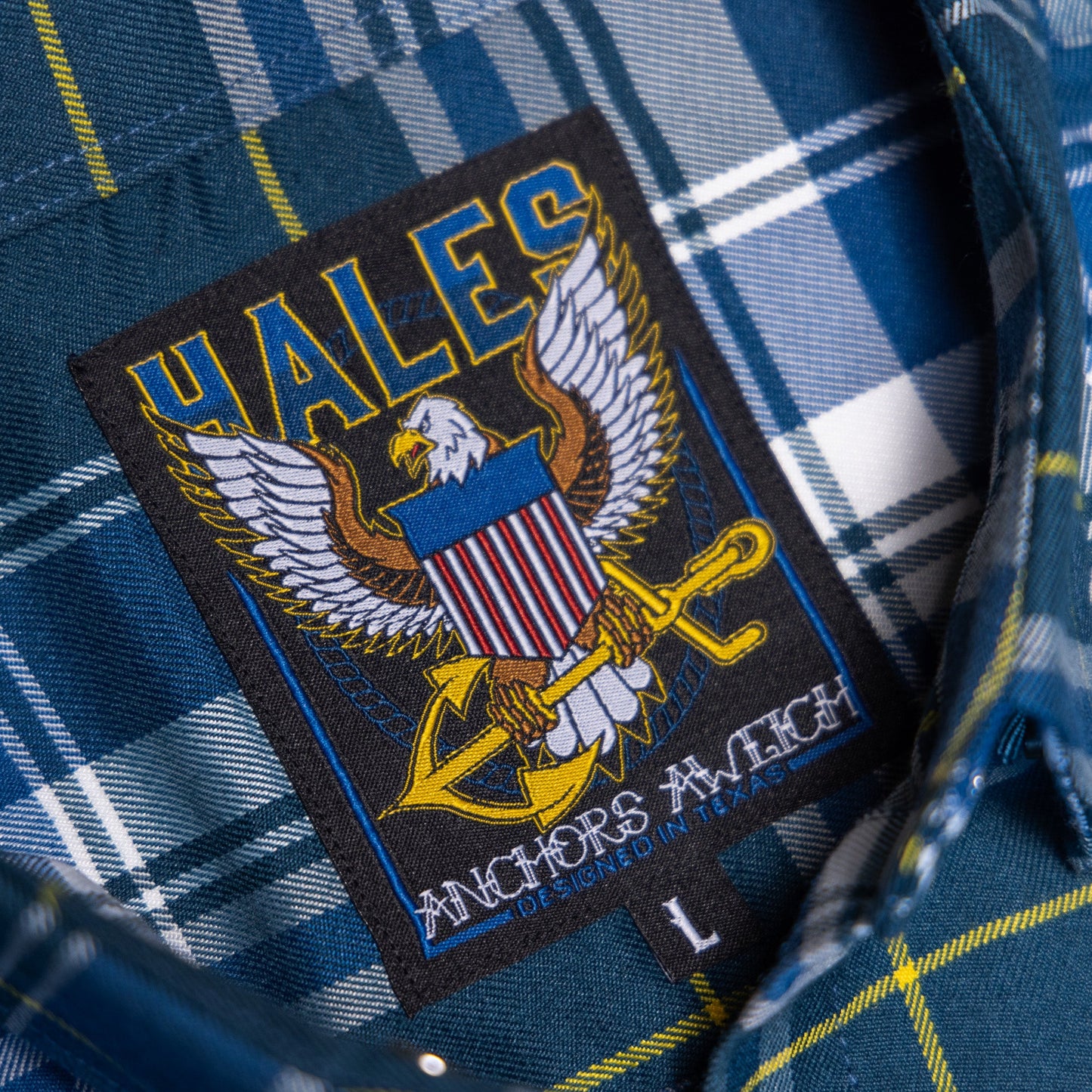 Hales Speed Shop Clothing Anchors Aweigh Flannel, Blue and White