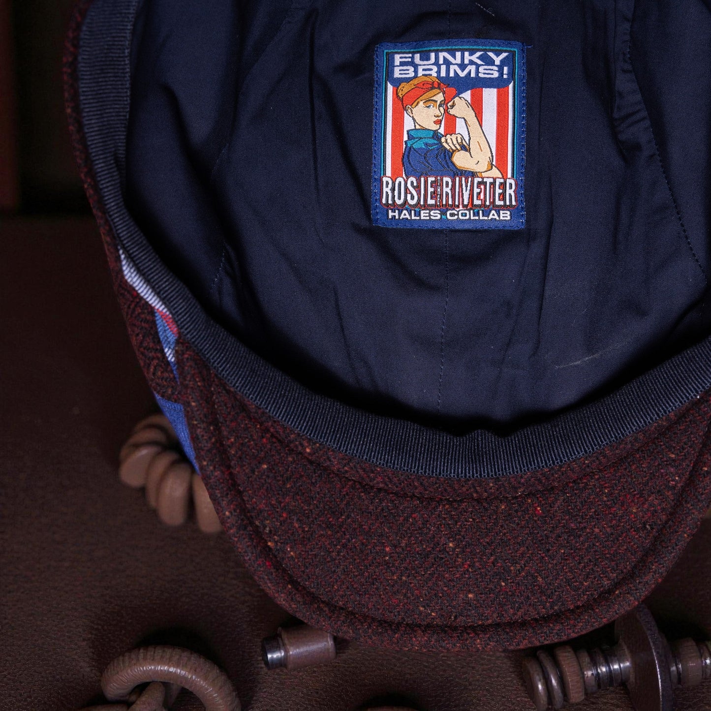 The Rosie the Riveter Flannel Flat Cap Hales Speed Shop X FunkyBrims Collab (with Pin)
