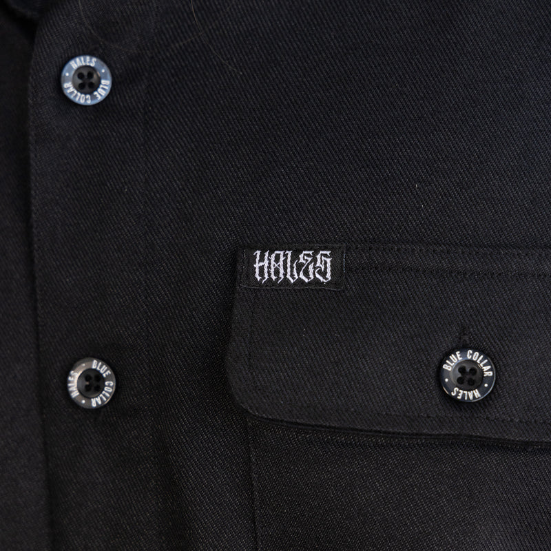 Hales Blue Collar Short Sleeve Shirt in Black
