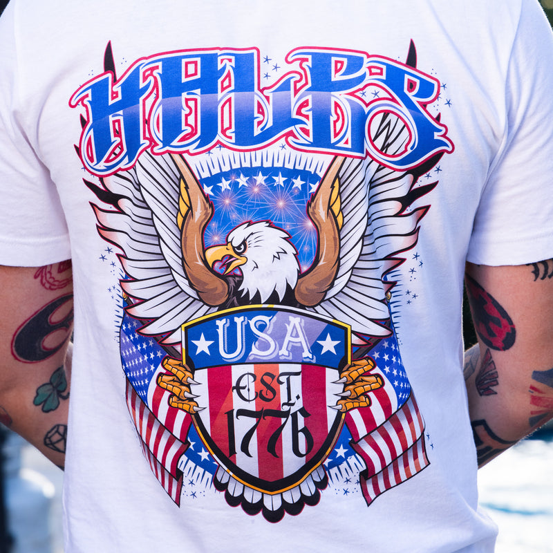 EST 1776 Cruiser Tee Shirt by Hales Speed Shop - White