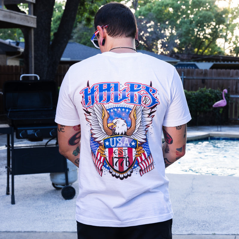 EST 1776 Cruiser Tee Shirt by Hales Speed Shop - White