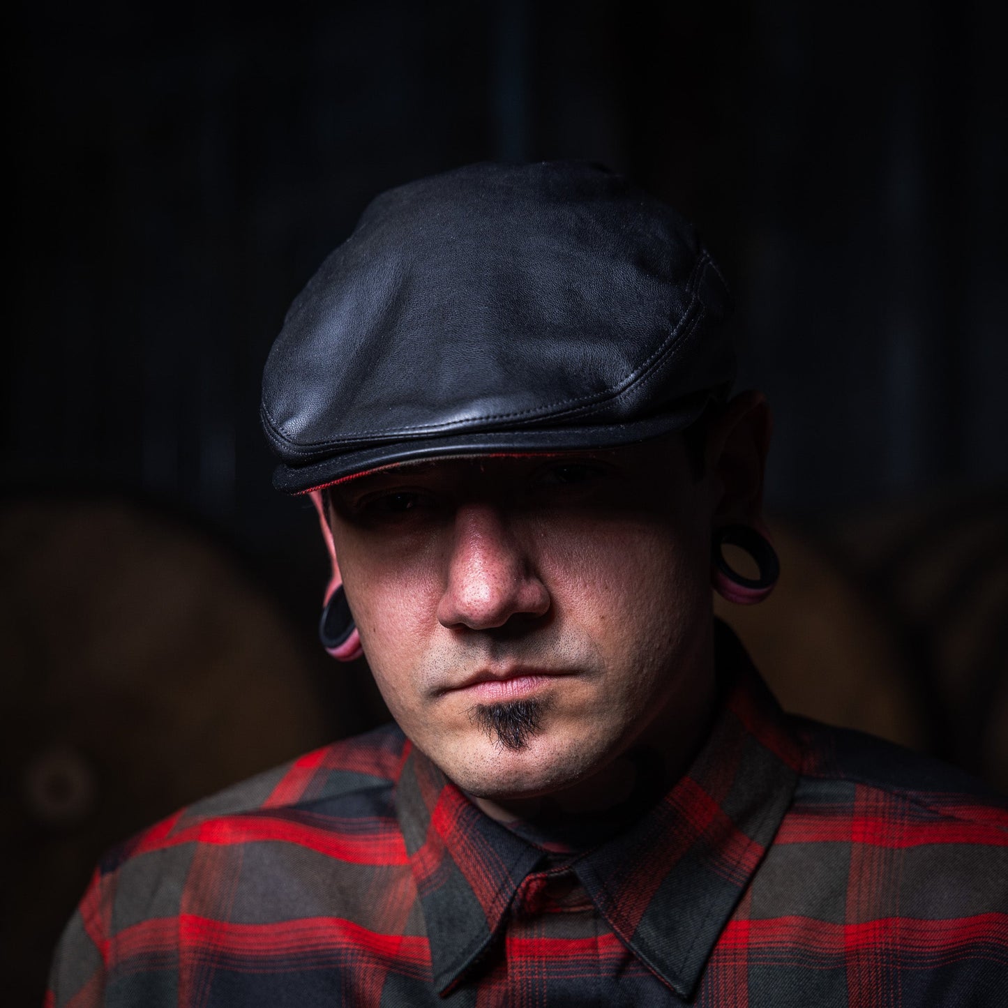 The Springwood Slasher Black Leatherette Flat Cap Hales Speed Shop X FunkyBrims Collab (with Pin)