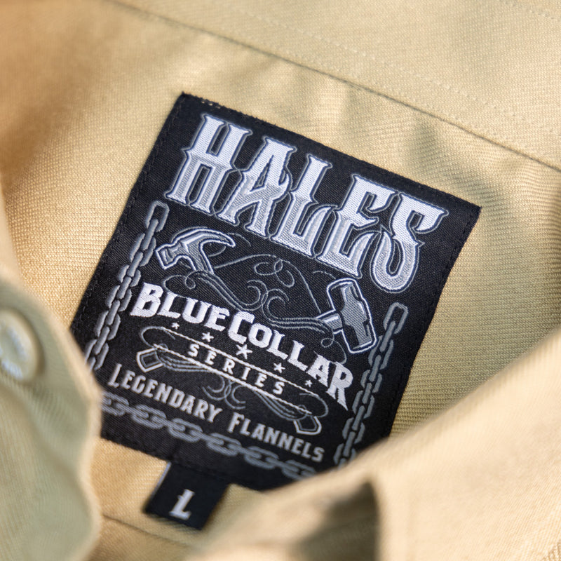 Hales Blue Collar Short Sleeve Shirt in Beige