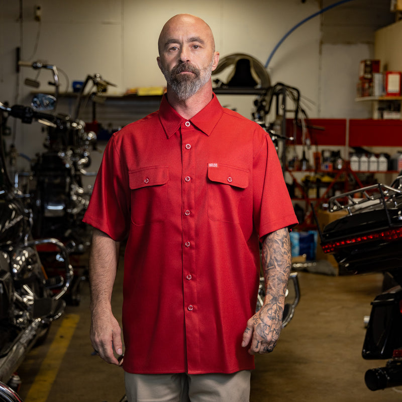 Hales Blue Collar Short Sleeve Shirt in Cardinal Red