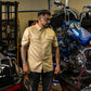 Hales Blue Collar Short Sleeve Shirt in Beige