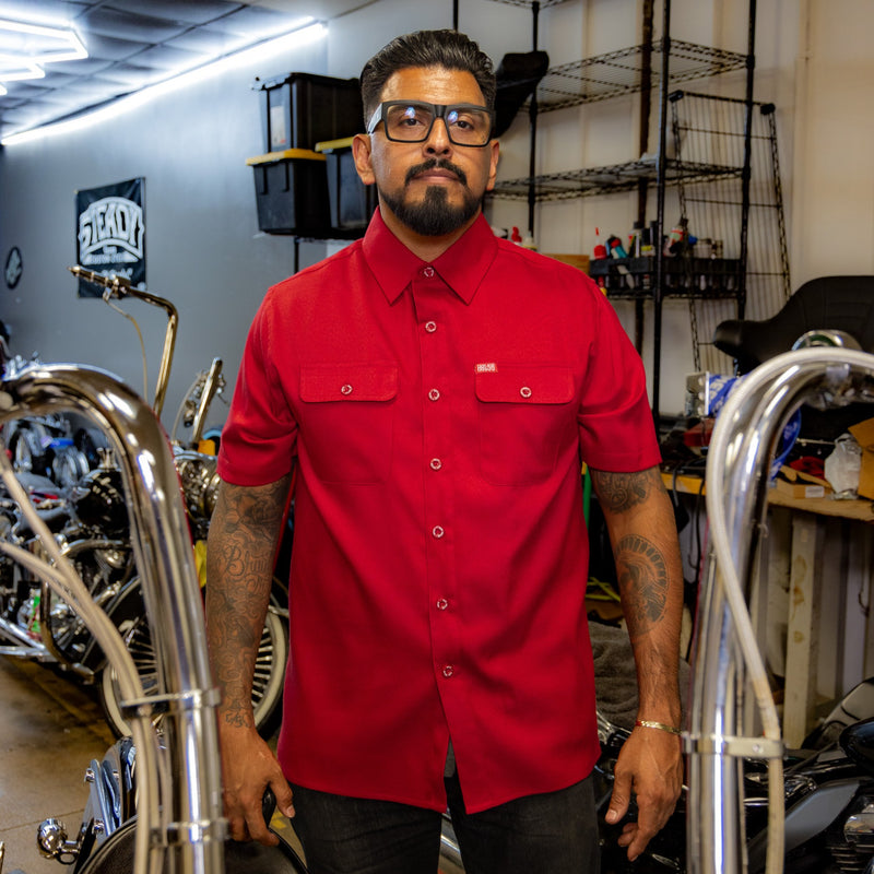 Hales Blue Collar Short Sleeve Shirt in Cardinal Red