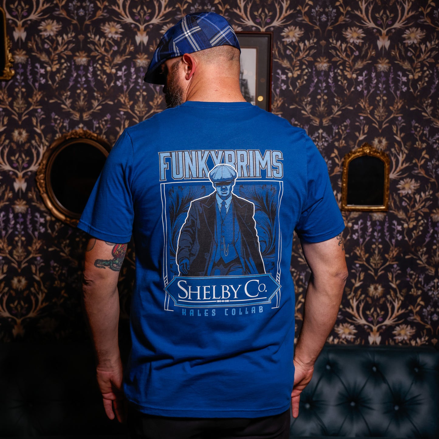 The Shelby Co Flannel Flat Cap Hales Speed Shop X FunkyBrims Collab (with Pin)