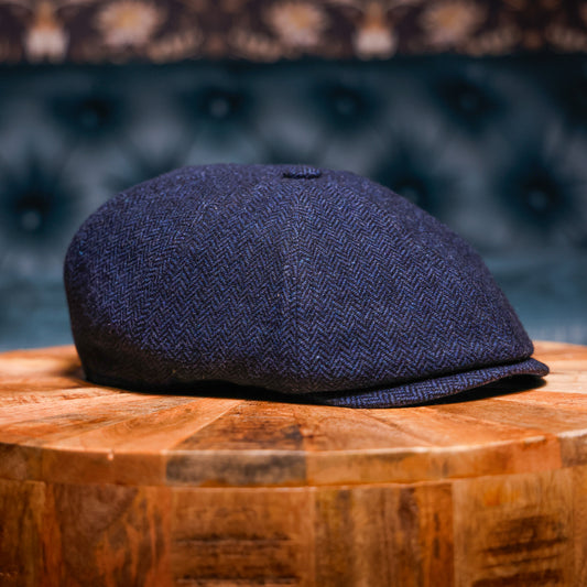 The Shelby Co “Blue Tommy” Herringbone Newsboy Hales Speed Shop X FunkyBrims Collab (with Pin)