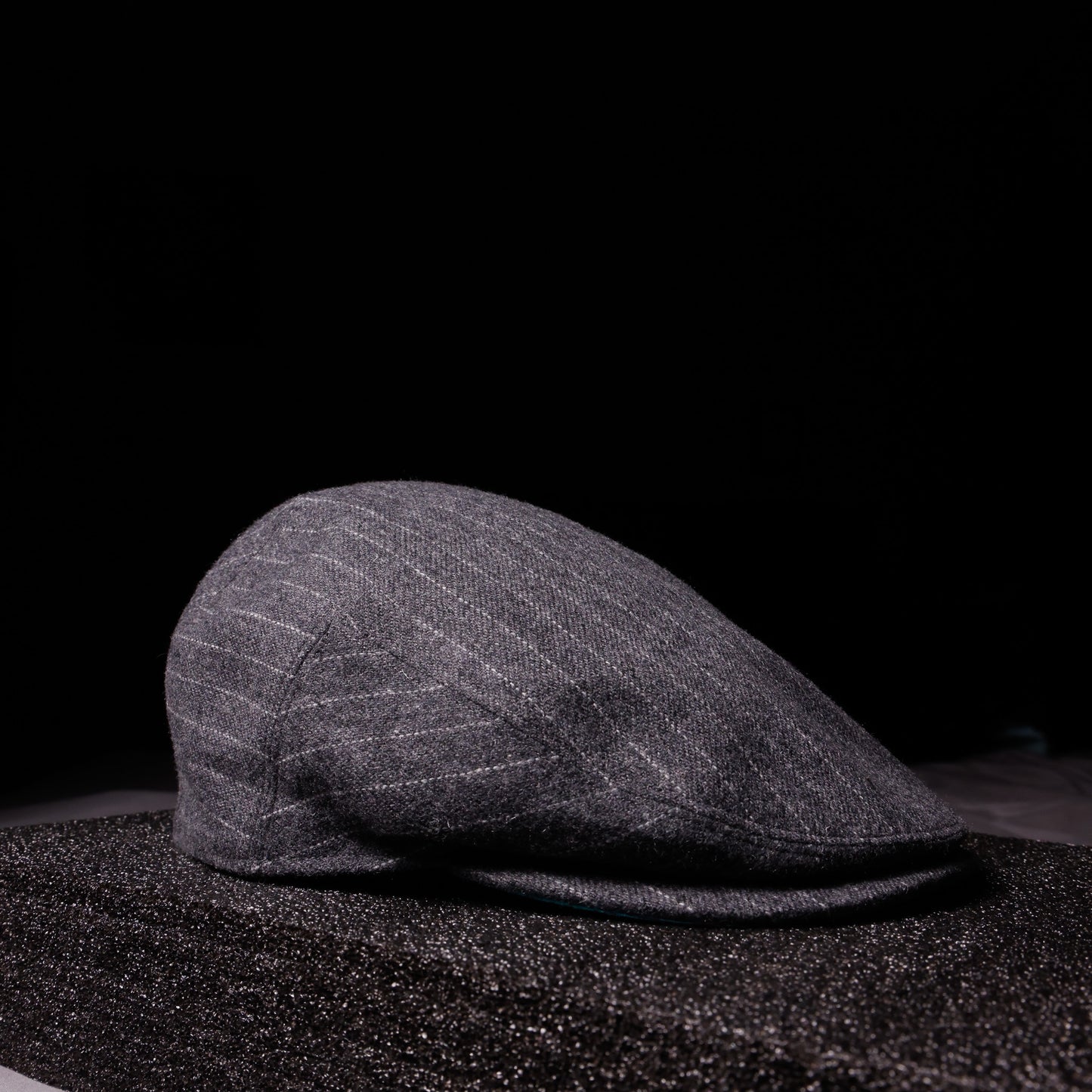 The Mi Amor Gray Pinstripe Flat Cap Hales Speed Shop X FunkyBrims Collab with Cap Pin