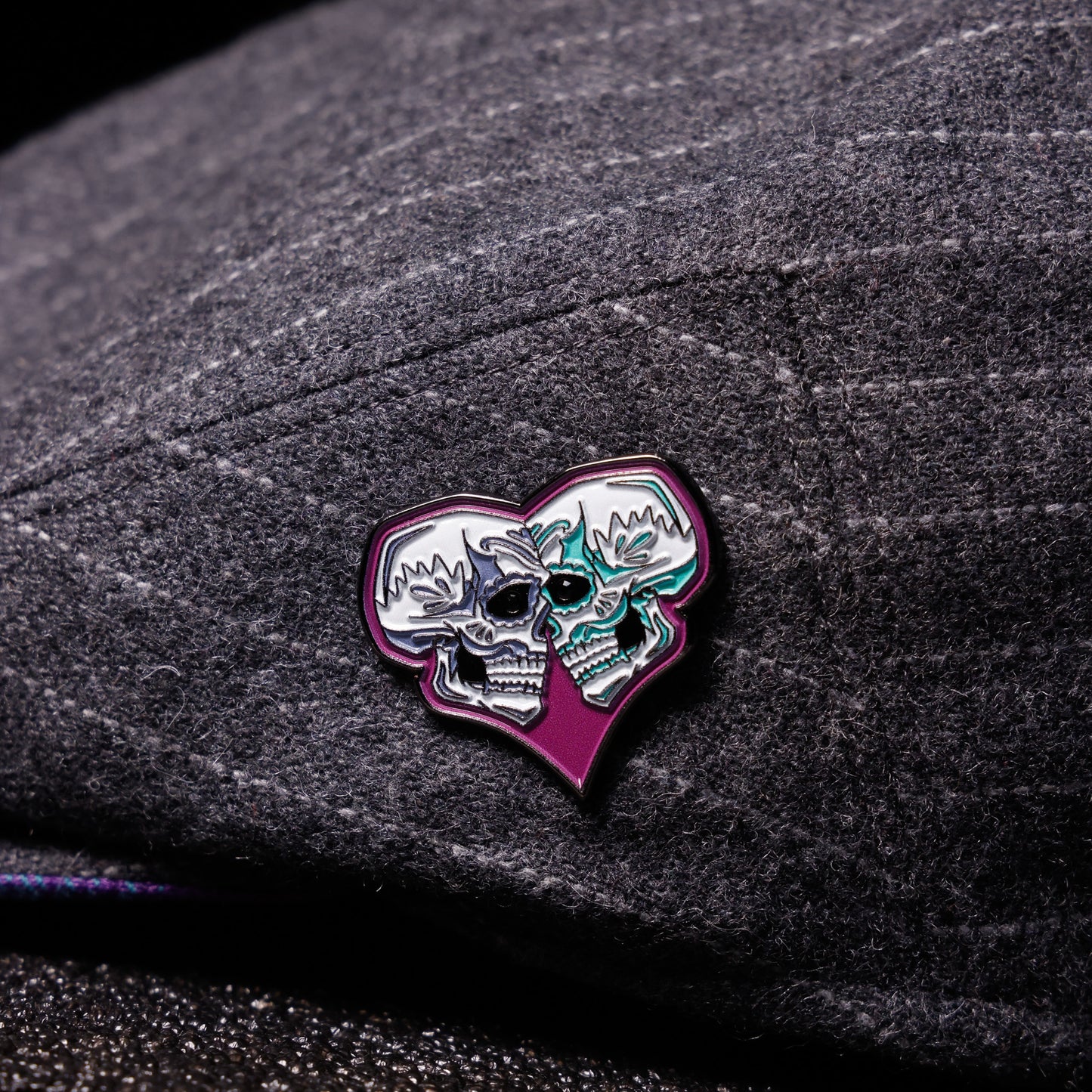 The Mi Amor Gray Pinstripe Flat Cap Hales Speed Shop X FunkyBrims Collab with Cap Pin