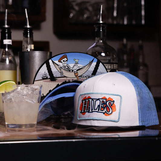Villa Margarita 6-Panel Flat Bill Trucker by Hales Speed Shop x FunkyBrims