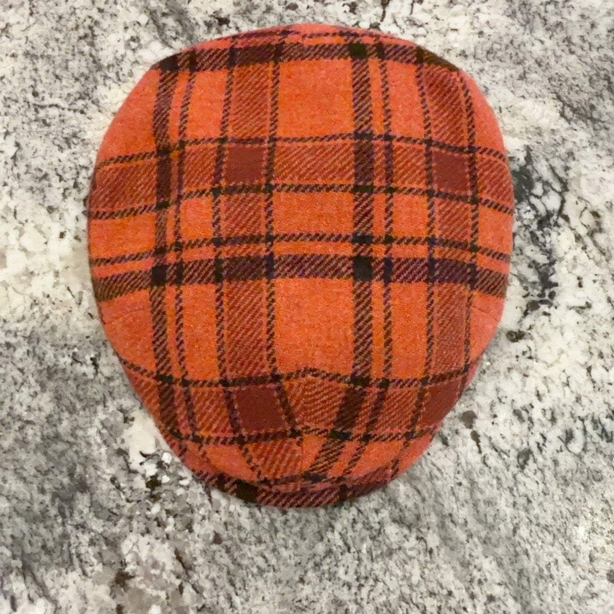Alfonso D'Este orange plaid virgin wool America flat cap 47526 top