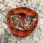 Alfonso D'Este orange plaid virgin wool America flat cap 47526 printed lining